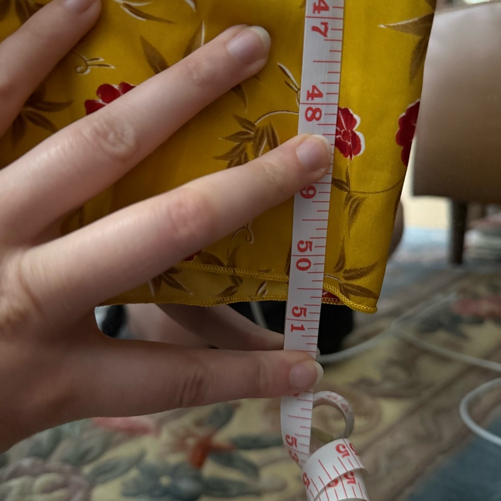 Floral Yellow and Red Handmade Lightweight Maxi Wrap Dress with Belt - Picture 9 of 9